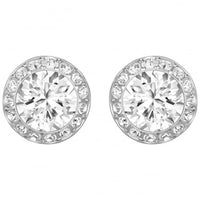 Una Angelic White Crystal Pave Earrings in Rhodium Silver