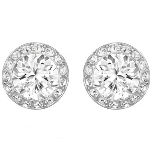 Una Angelic White Crystal Pave Earrings in Rhodium Silver