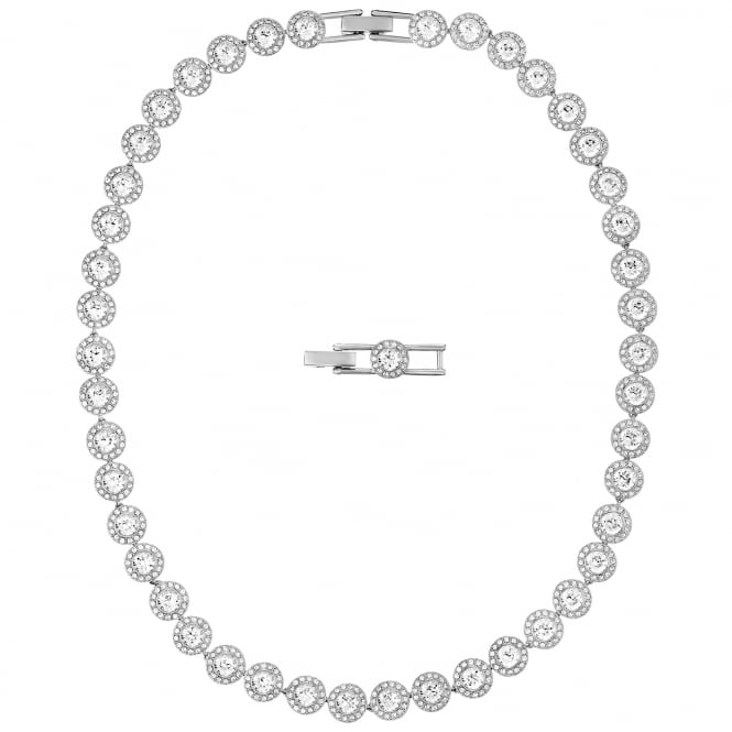 Una Angelic All-Around White Crystal Pendant Necklace in Rhodium Silver