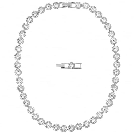 Una Angelic All-Around White Crystal Pendant Necklace in Rhodium Silver