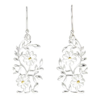 Grace Silver Flower Bouquet Drop Earrings with Gold