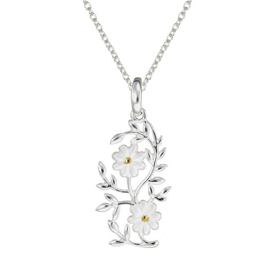 Grace Silver Flower Bouquet Pendant Necklace with Gold