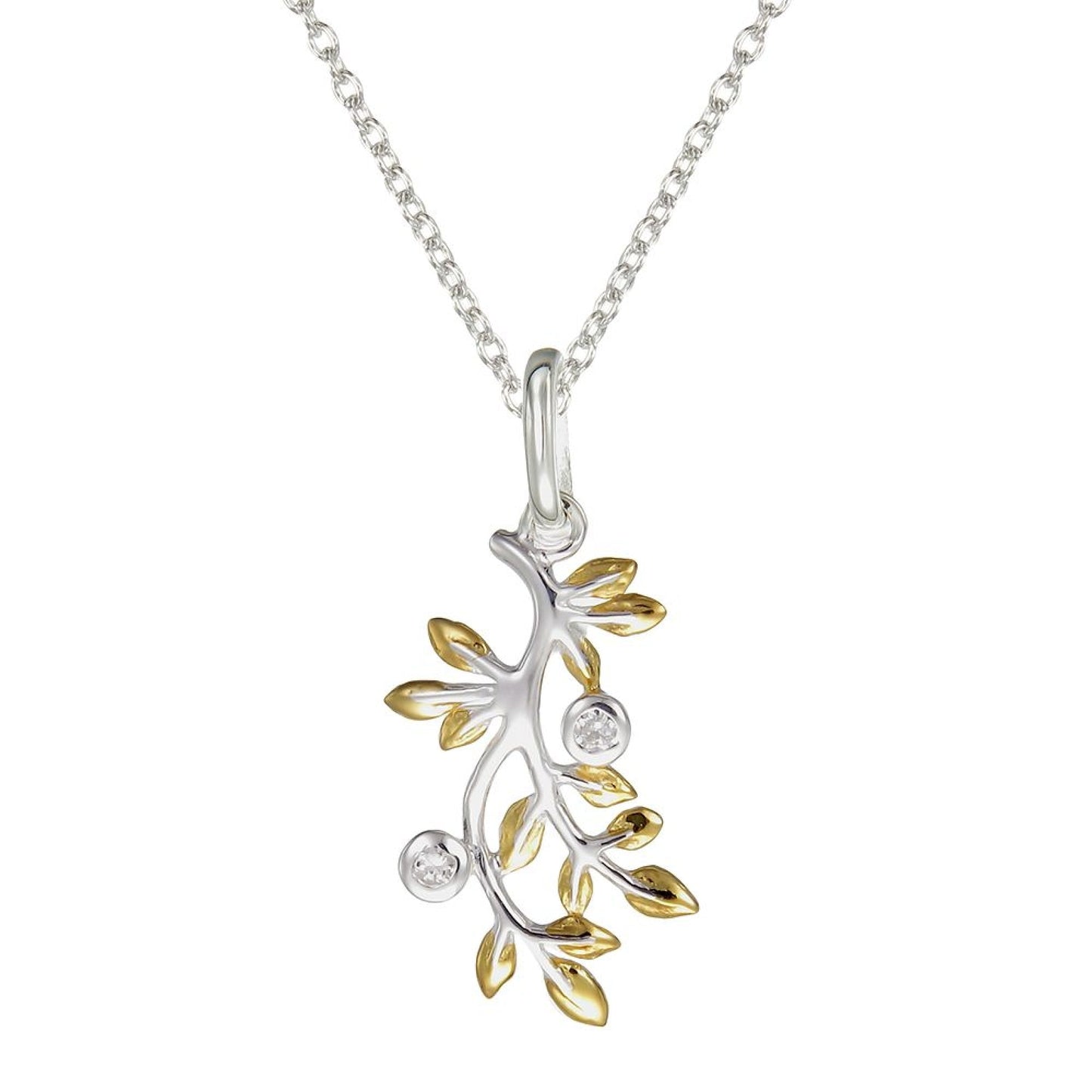 Grace Silver Leaf Pendant Necklace with Gold