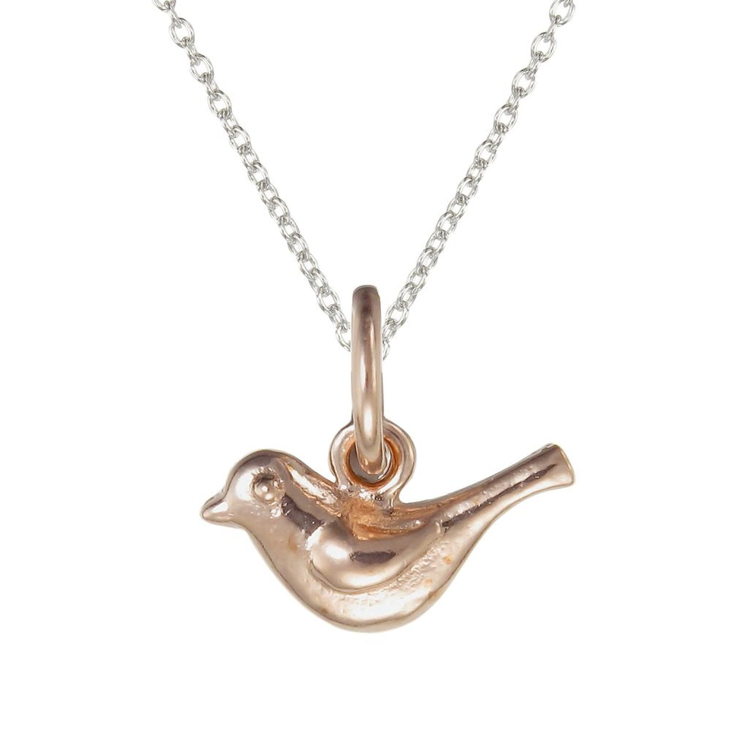 Grace Silver Bird Pendant Necklace with Rose Gold