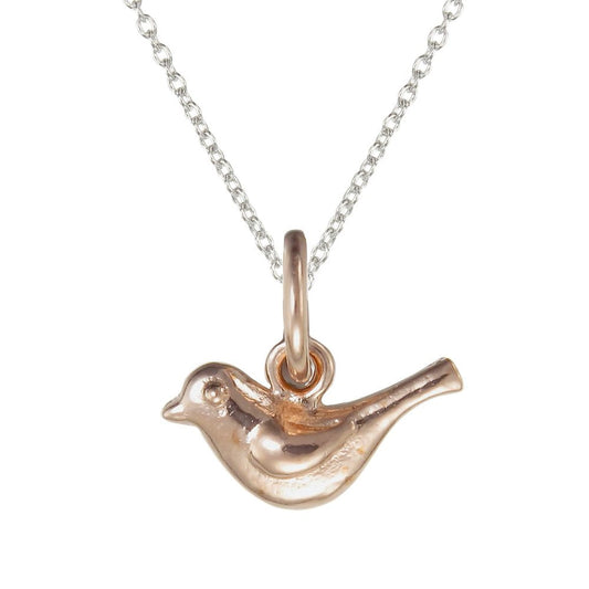 Grace Silver Bird Pendant Necklace with Rose Gold