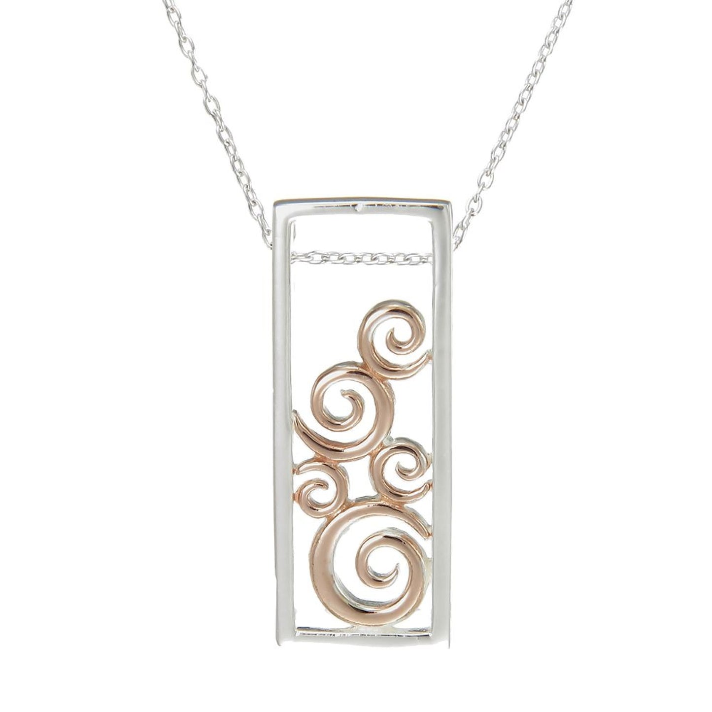 Grace Silver Swirl Pendant Necklace with Rose Gold