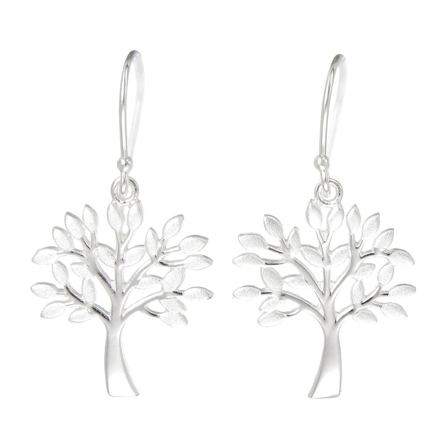 Silver Open Family Tree Drop Earrings