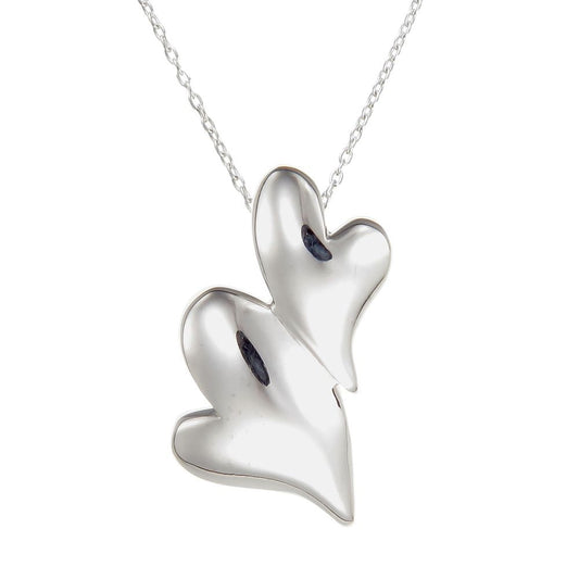 Grace Silver Puffed Hearts Pendant Necklace