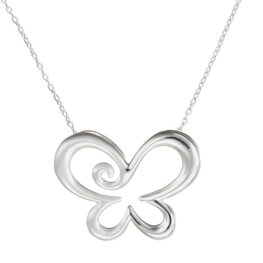 Grace Silver Swirly Butterfly Pendant Necklace