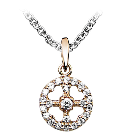 Silver Rose Gold Vermeil Circle & Cross Pendant Necklace