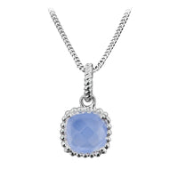 Grace Silver & Blue Chalcedony Square Pendant Necklace
