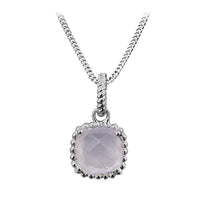 Grace Silver & Pink Chalcedony Square Pendant Necklace