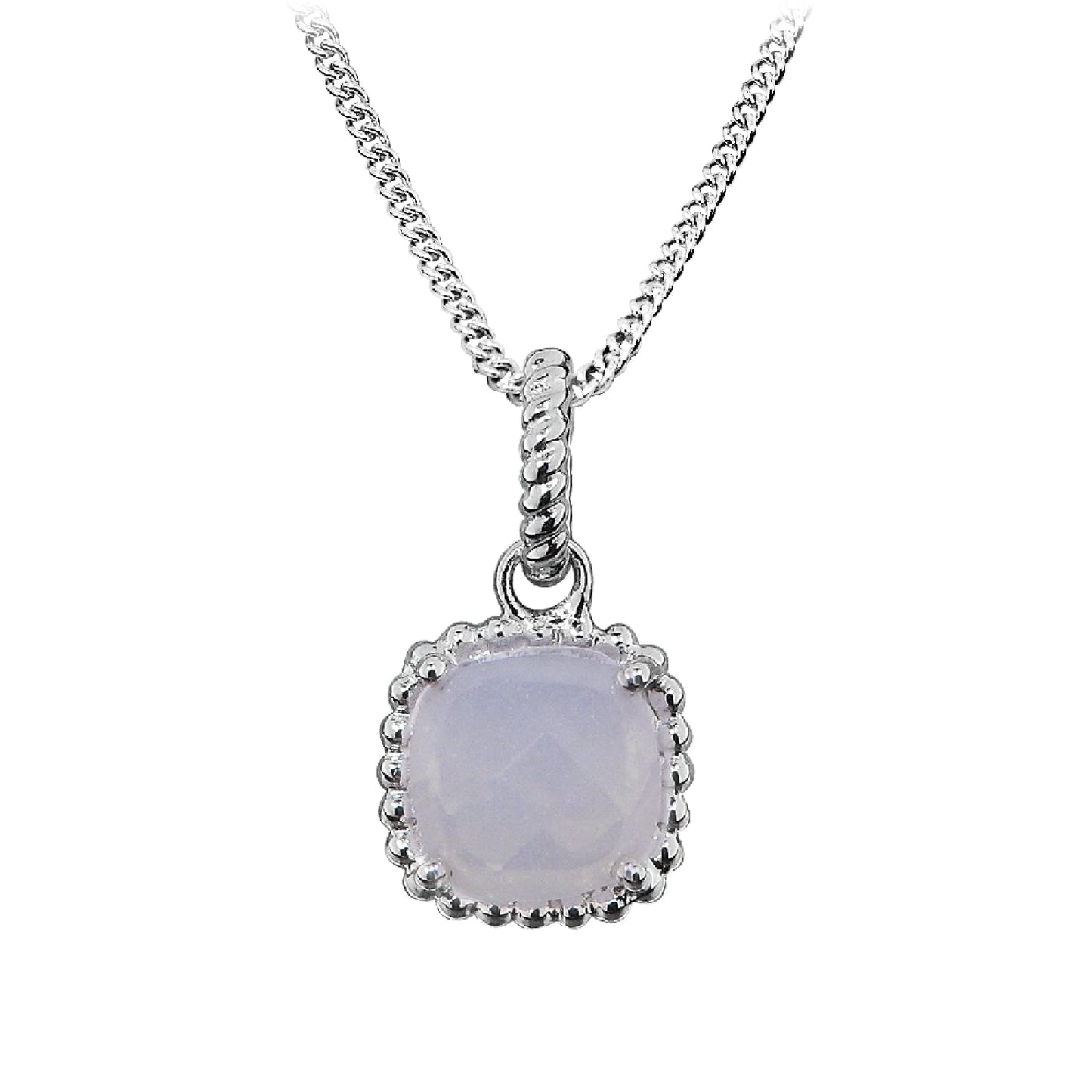Grace Silver & White Chalcedony Square Pendant Necklace