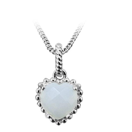 Grace Silver & White Chalcedony Heart Pendant Necklace