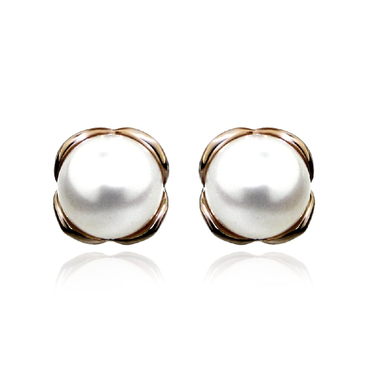 Silver, Rose Gold Vermeil & Pearl Stud Earrings