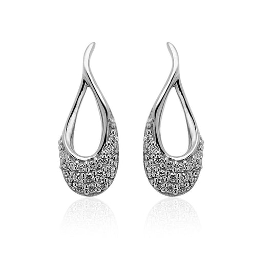 Silver & CZ Loop Earrings