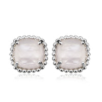 Grace Silver & Pink Chalcedony Square Stud Earrings