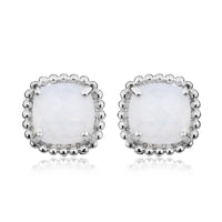 Grace Silver & White Chalcedony Square Stud Earrings