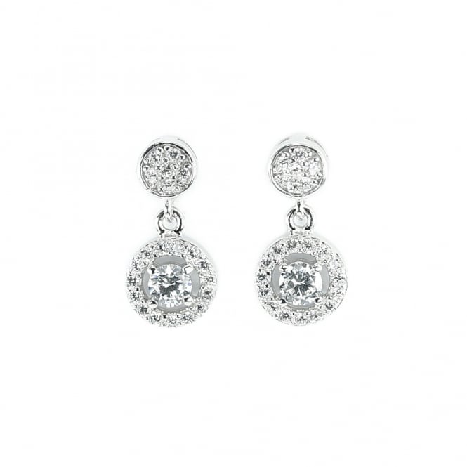 Silver & CZ Double Drop Earrings