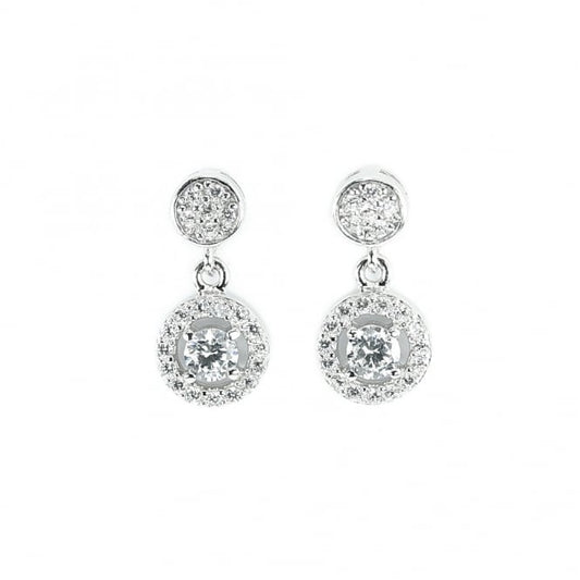 Silver & CZ Double Drop Earrings