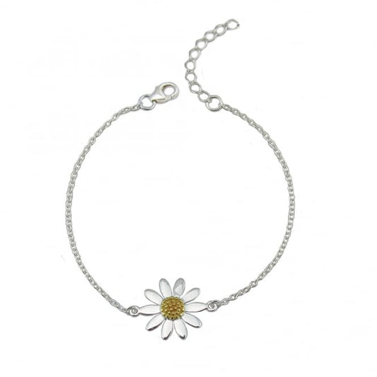 Silver & Gold Daisy Chain Bracelet, 19cm