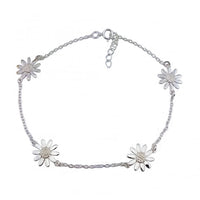 Silver Four Chain Daisy Bracelet, 19cm