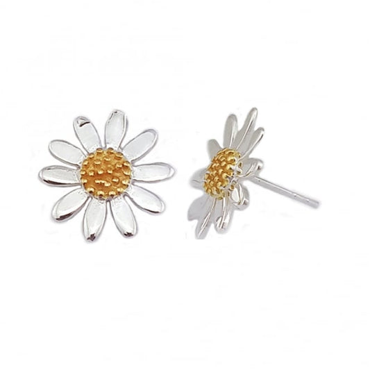 Silver & Gold Daisy Stud Earrings