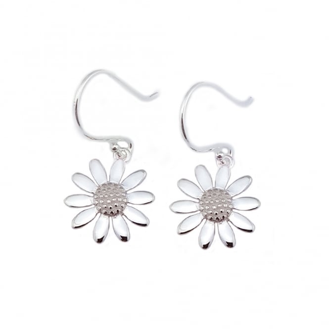 Silver Daisy Drop Earrings