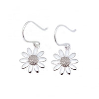 Silver Daisy Drop Earrings