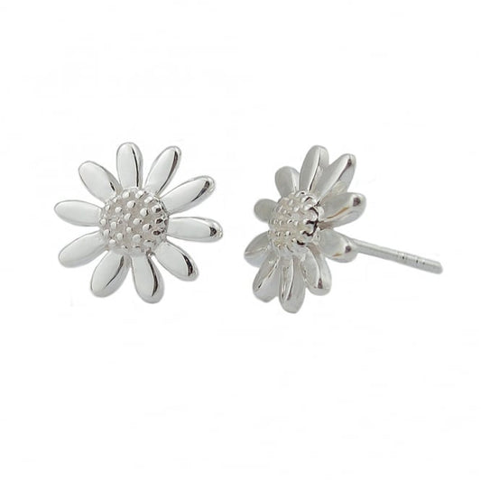 Silver Daisy 9mm Stud Earrings