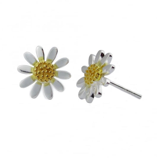 Silver & Gold 9mm Daisy Stud Earrings