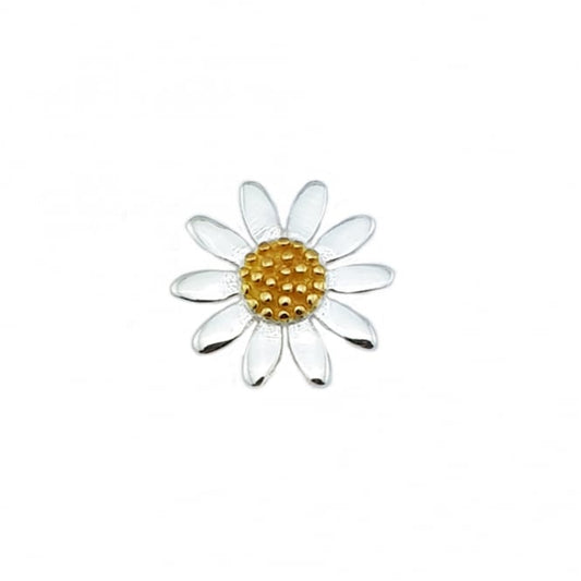 Silver & Gold Small Single Daisy Pendant Necklace
