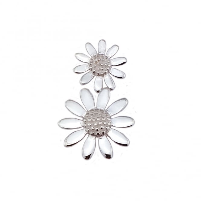 Silver Double Daisy Pendant Necklace