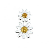 Silver & Gold Double Daisy Pendant Necklace