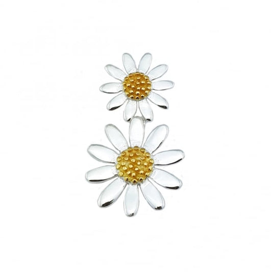 Silver & Gold Double Daisy Pendant Necklace