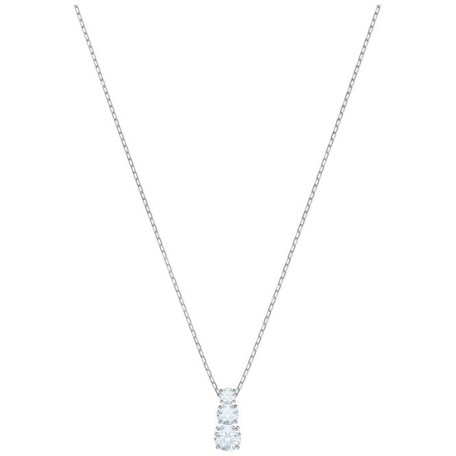 Stilla Attract Trilogy White Crystal Pendant Necklace in Rhodium Silver