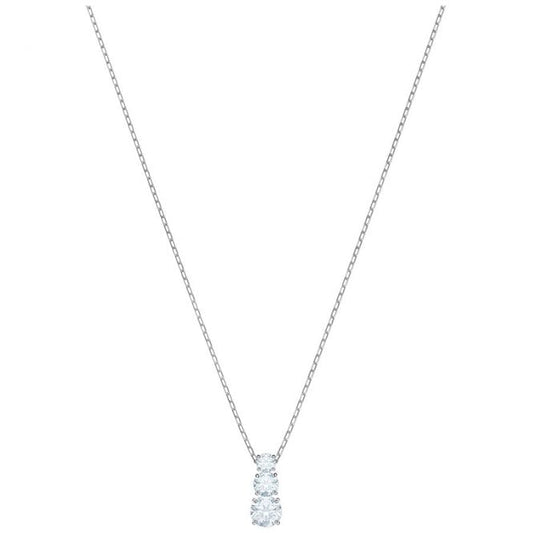 Stilla Attract Trilogy White Crystal Pendant Necklace in Rhodium Silver
