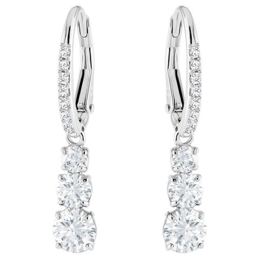 Stilla Attract Trilogy White Crystal Round Earrings in Rhodium Silver