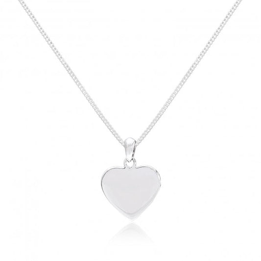 Engravable Silver Heart Pendant Necklace