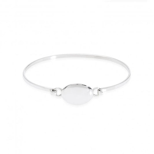 Engravable Silver 60mm Oval Bangle