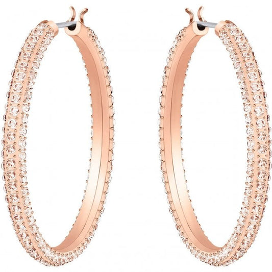 Dextera Pink Crystal Hoop Earrings in Rose Gold