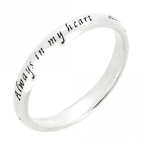 Engraved Silver Always in My Heart Ring, Size 52