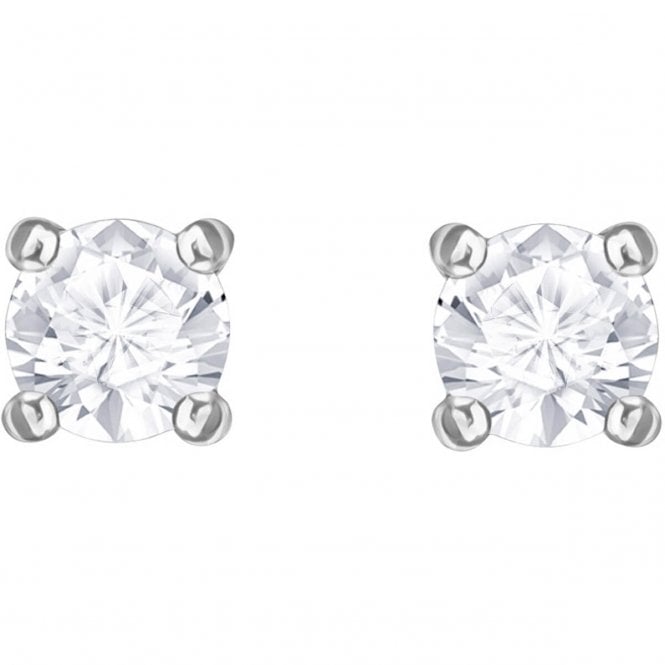 Stilla Attract White Crystal Stud Earrings in Rhodium Silver