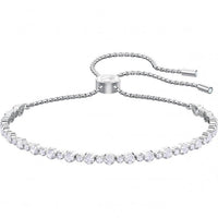 Matrix Tennis White Crystal Bracelet in Rhodium Silver