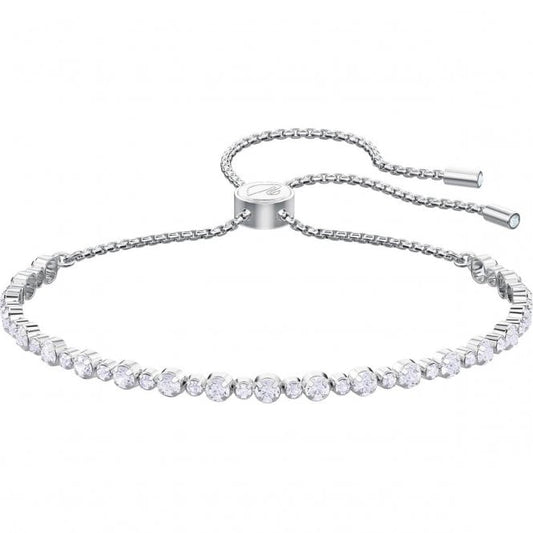 Matrix Tennis White Crystal Bracelet in Rhodium Silver