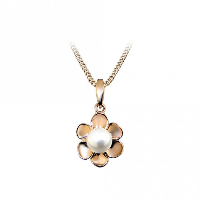 Rose Gold & Pearl Flower Necklace