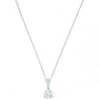 Stilla White Crystal Pendant Necklace in Rhodium Silver