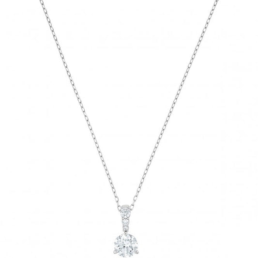 Stilla White Crystal Pendant Necklace in Rhodium Silver