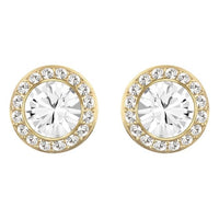 Una Angelic White Crystal Pave Earrings in Yellow Gold