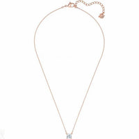 Stilla White Crystal Square Necklace in Rose Gold